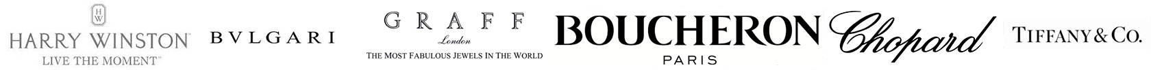Логотипы ювелирных брендов Graff, Cartier, Chopard, Harry Winston